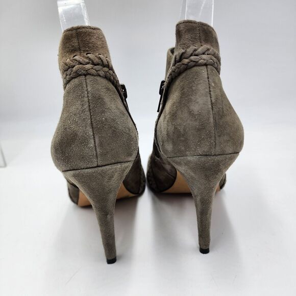 Vince Camuto Boots Womens 8 M Abesta Zip Ankle Bootie Gray Suede Heels Peep Toe - Picture 4 of 8